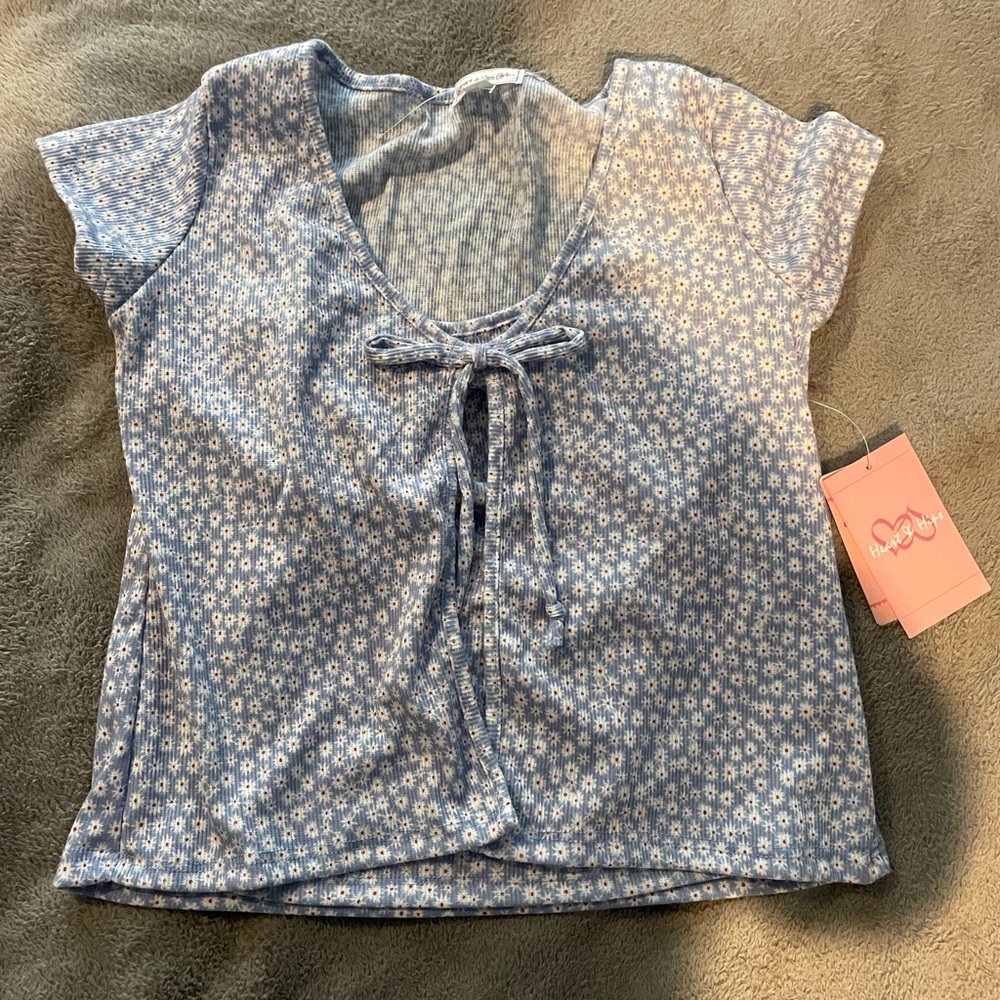 Heart & hips blue floral tie top with matching tank